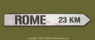 Rome Italy Roma Shingle WWII Directional Street Sign  