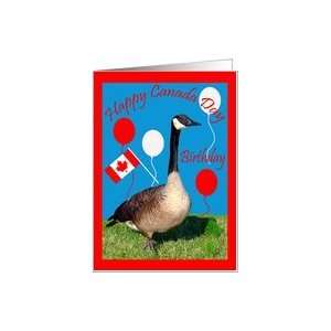  Canada Day Birthday, Canada Goose with flag and balloons 