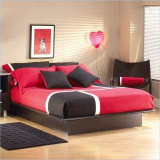 South Shore Cosmos Black Modern Wood Platform Bed 2 PC Bedroom Set 