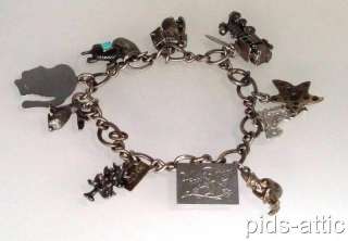 Vintage Sterling Silver Charm Bracelet with Unusual Old Mother Hubbard 