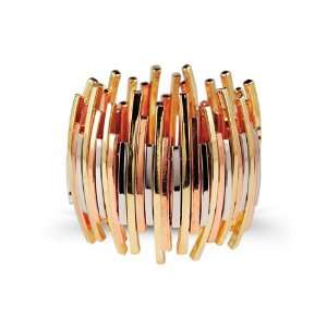    Multi Color Metal Tone Extra Wide Link Stretch Bracelet: Jewelry