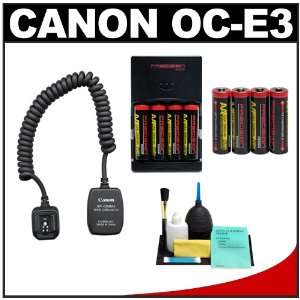  Canon Off Camera Shoe Cord OC E3 + (8) Batteries & Charger 