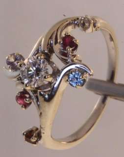 14k white gold .24cttw diamond ruby topaz garnet alexandrite mothers 