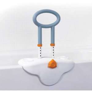   Adjustable Clamp On Tub Rail with Soft Cover, Soap and Shampoo Dish