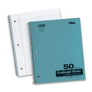 Tops 1 Subject Kraft Notebook,50 Sheet   College Ruled   11 x 9   1 