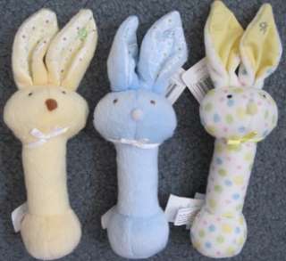   Bunnies Stick Plush Rattle easter Baby Toy Beanie Stephan Lovey  