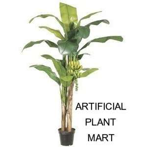Artificial Silk Potted 7 foot + 5 foot Double Banana Tree Palm Plants 