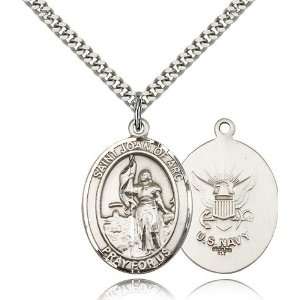 925 Sterling Silver St. Saint Joan Of Arc / USN Sailor Seaman Medal 
