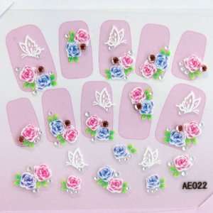 YiMei Nail decals stereoscopic 3D diamond studded nail sticker rose 