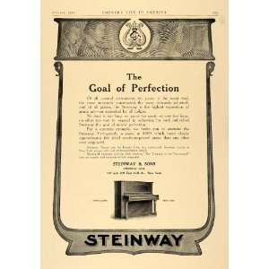  1907 Ad Steinway Vertegrand Piano Music Pricing Harp 