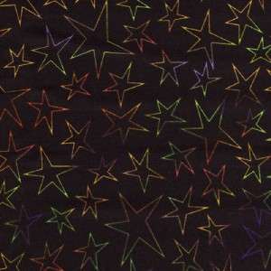 MULTICOLOR STAR OUTLINES ON BLACK~ Cotton Quilt Fabric  