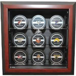  Caseworks Vancouver Canucks Mahogany 9 Puck Display Case 