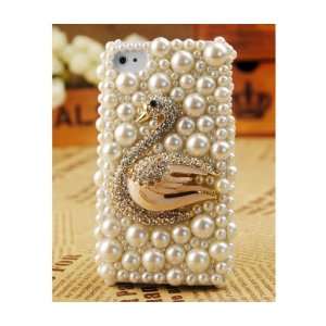  Apple Iphone 4s 4g Cute Swan Bling Crystals Pearls Girly 