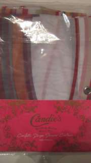 CANDIES Confetti Stripe Fabric Shower Curtain, Hand Towel & Hooks NEW 