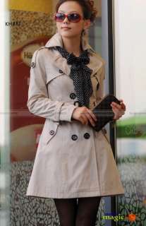 Women Fashion Slim Trench Coat Jacket with Scarf #002  