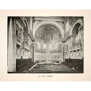 1906 Print Basilica St. John Lateran Catholic Church Interior View 
