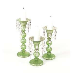  Pack of 6 Green Antique Style Easter Glass Pillar Candle 