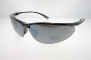 Mens Low Profile Sports Wrap Sunglasses Mirrored Revo Lens Black 