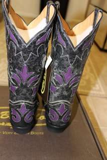 Womens Genuine Leather Designer Cowboy Boots  NWT   size 8  NR  Black 