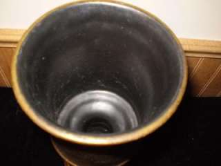Description Vintage, ceramic/pottery, black inside, copper/gold 