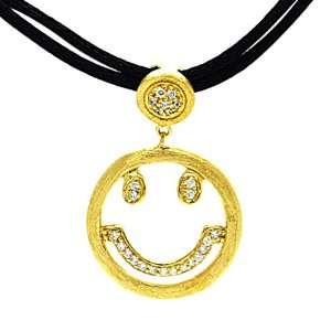 Tressa Sterling Silver Goldtone Colorless Cubic Zirconia Smiley Face 