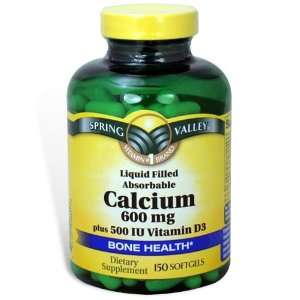 Spring Valley   Calcium 600 mg Plus 500 IU Vitamin D3, Liquid Filled 