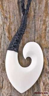   maori bovine cow bone freeform fishhook necklace the fish hook shape