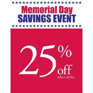  Memorial Day Savings Event Red White Blue Sign Office 
