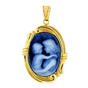   14K Yellow Gold Cameo Pendant Depicting Mother Holding Child Jewelry