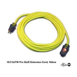   : 25 16/3 SJTW Pro Glo Extension Cord w/CGM Yellow: Home Improvement