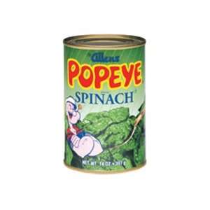 Allens Naturally, Popeye Leaf Spinach, Can, 12/14 Oz  