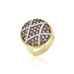 Gave Mocah Collection Champagne & Diamond Ring in 14k Yellow Gold (TCW 