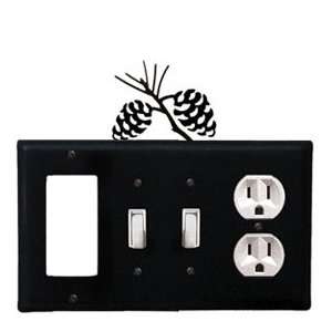  Pinecone Combination Cover   GFI With Double Switch Center 