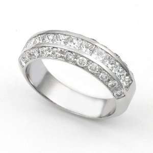  14k White Gold Channel and Pave set Diamond Band Ring (G H 