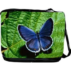  Rikki KnightTM Blue Butterfly on Green Leaf Messenger Bag   Book 