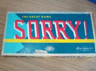 Vintage Sorry Board Game Parker Brothers 1954 Complete  