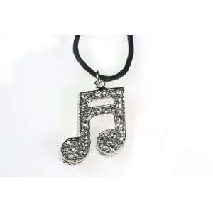  Notables Jewelry 16th Note Necklace   Silver & Rhinestone 