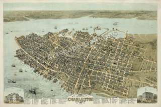 1872 Charleston South Carolina Historic City Map  20x30  