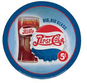 Pepsi Cola Big Glass 5 ct Rec Game Room Retro Tin Sign  