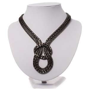  Black Tone Mesh Knot Choker Necklace: Jewelry