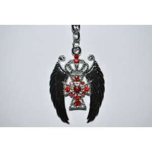   Wings Keychain, Bling Bling with Cross, Wings & Crown 