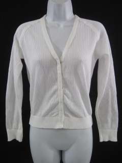 LAURIE B White Mesh Snap Front Cardigan Sweater Size S  