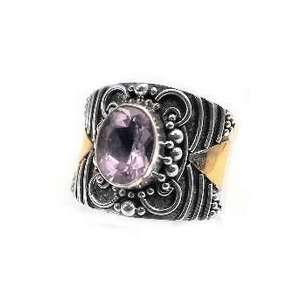 Sterling Silver Genuine Amethyst Armor Ring Size 5(Sizes 5,5.5,6,6.5,7 
