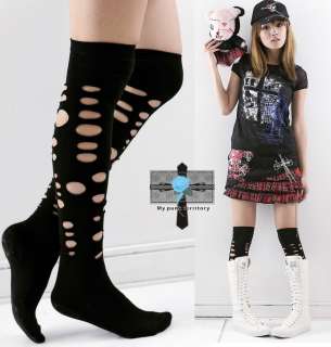 BEST Visual Kei Smash BROKEN Rock Emo Knee Hi Socks  