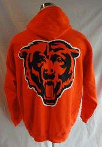 Chicago Bears 2 Side Zipper Hoodie Sweatshirt ORANGE M  
