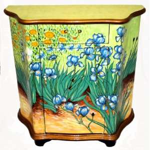 Coromandel IRIS Hand Carved,Hand Painted Large Wooden Jewelry Cabinet 