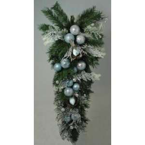  Tiffany Iced Blue Pre Decorated Artificial Christmas Swag 