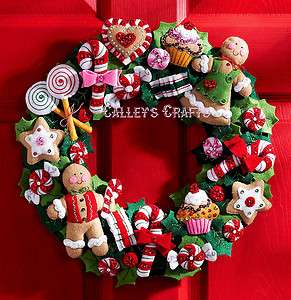 Bucilla Cookies & Candy Wreath ~ Felt Christmas Kit #86264 