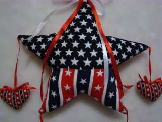   CRAFTED 8 PATRIOTIC STAR CHRISTMAS TREE TOPPER OR HANGING DECORATION