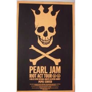  Pearl Jam Sleater Kinney Denver Concert Poster 2003